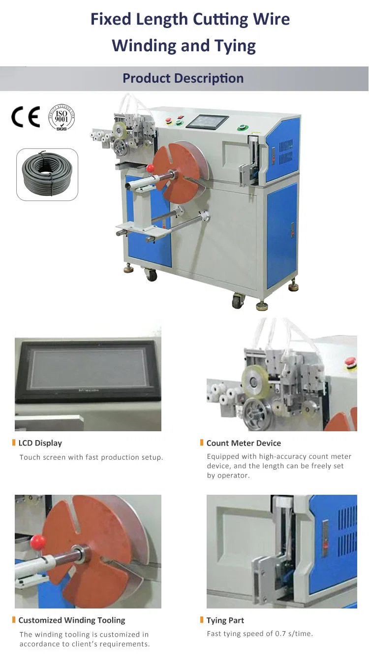 Máquina de enrolamento e encadernação de corte de cabo de comprimento fixo