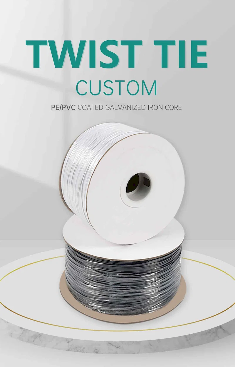  Gangue preta branca do Pe torcida, laço plástico da torção do jardim da embalagem do laço de fio, laço de cabo do metal 